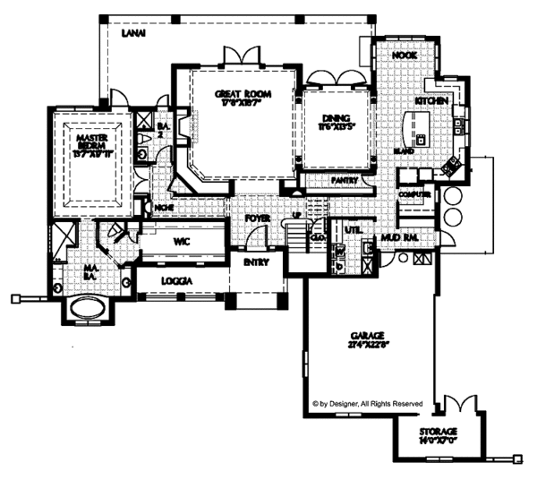 Architectural House Design - Mediterranean Floor Plan - Main Floor Plan #999-111