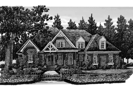 Exterior - Front Elevation 3 for European House Plan #927-368 - 5 bed, 4.5 bath