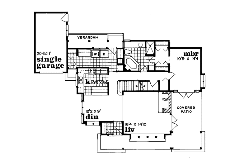 Home Plan - Floor Plan - Main Floor for Craftsman House Plan #47-656 - 3 bed, 2 bath