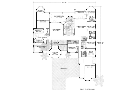 Floor Plan - Main Floor for Mediterranean House Plan #420-174 - 5 bed, 6.5 bath
