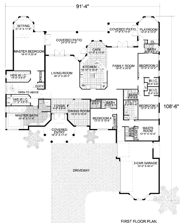 Mediterranean Floor Plan - Main Floor Plan #420-174
