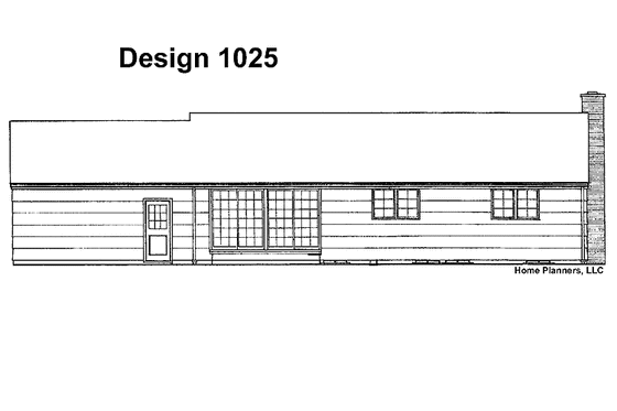 Exterior - Rear Elevation for Ranch House Plan #72-489 - 3 bed, 2 bath