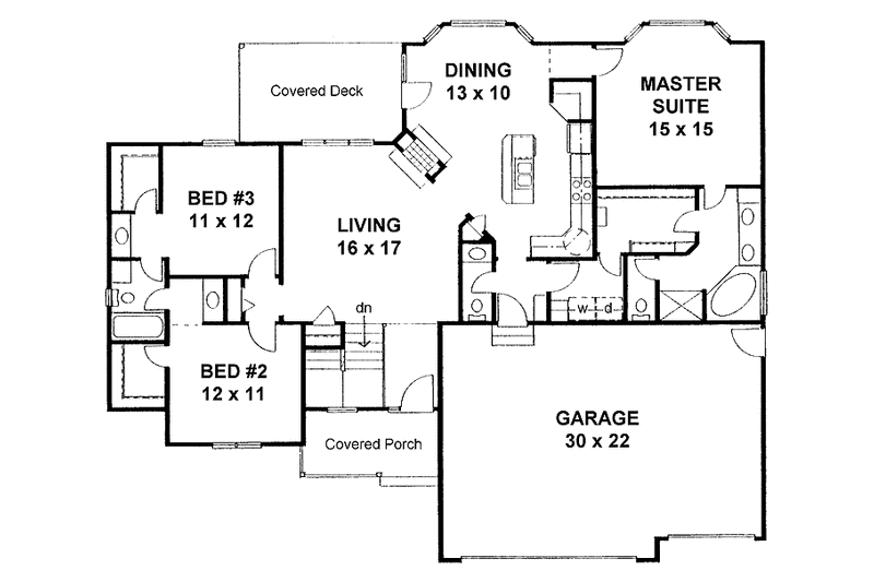 Home Plan - Floor Plan - Main Floor for Traditional House Plan #58-234 - 3 bed, 2.5 bath