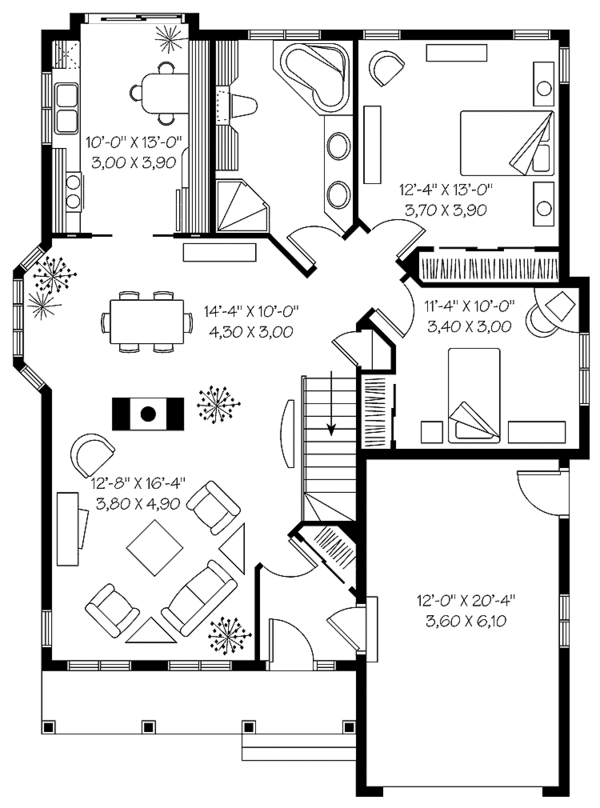 Bungalow Style House Plan - 2 Beds 1 Baths 1191 Sq/Ft Plan #23-2333