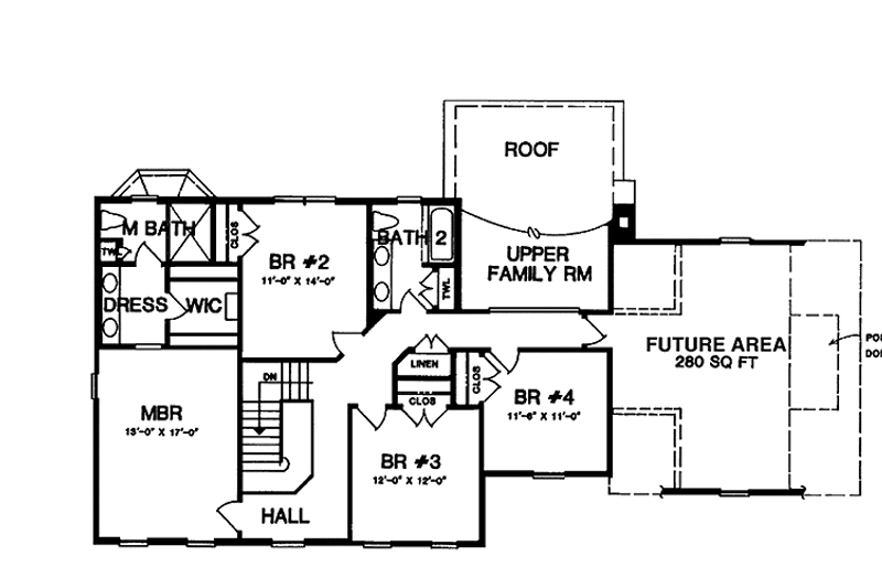 Dream House Plan - Floor Plan - Upper Floor for Colonial House Plan #1001-114 - 4 bed, 2.5 bath