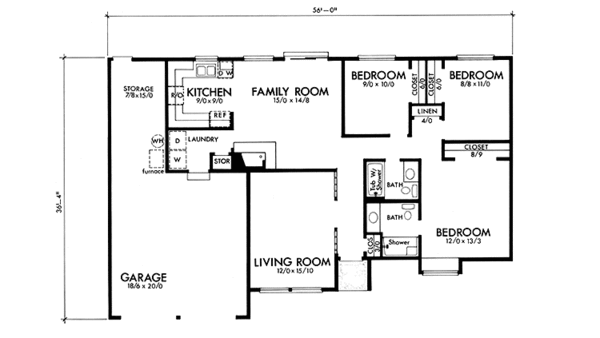 Home Plan - Ranch Floor Plan - Main Floor Plan #320-1353