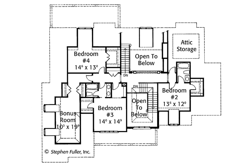 Dream House Plan - Floor Plan - Upper Floor for Country House Plan #429-348 - 4 bed, 4 bath