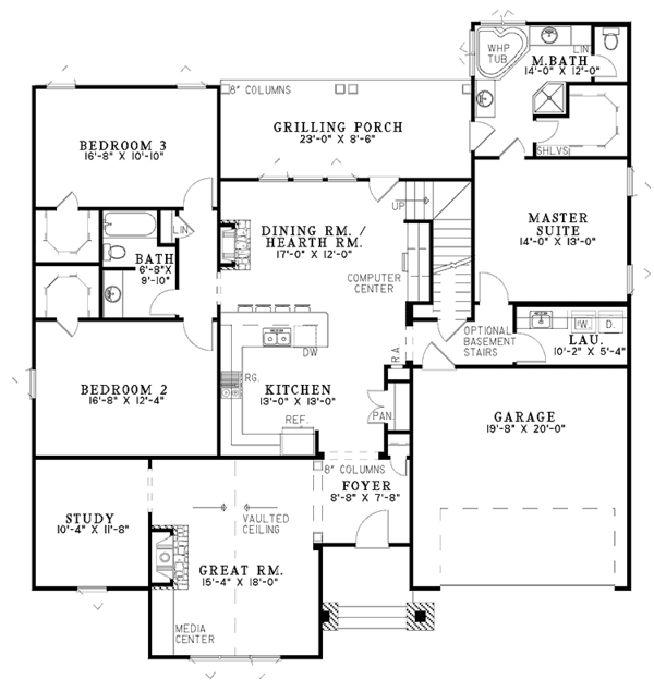 House Plan Design - Craftsman Floor Plan - Main Floor Plan #17-2815