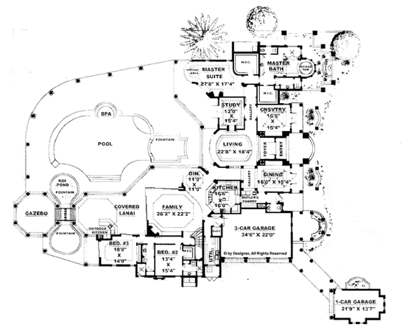 Dream House Plan - Mediterranean Floor Plan - Main Floor Plan #1017-73