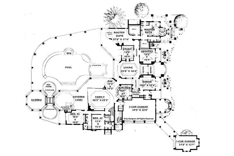 Home Plan - Floor Plan - Main Floor for Mediterranean House Plan #1017-73 - 5 bed, 5.5 bath