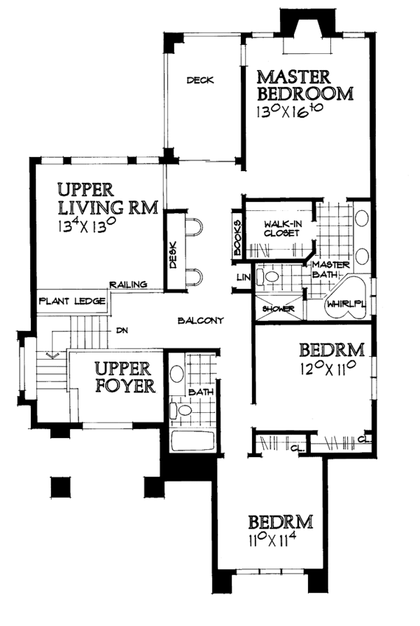House Blueprint - Mediterranean Floor Plan - Upper Floor Plan #72-942
