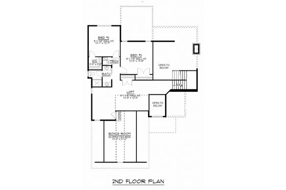 Floor Plan - Upper Floor for Craftsman House Plan #1064-14 - 3 bed, 2.5 bath
