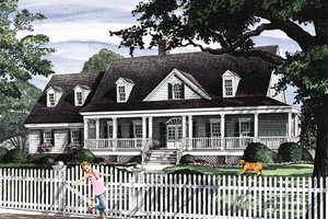 Exterior - Front Elevation for Country House Plan #137-366 - 4 bed, 3 bath