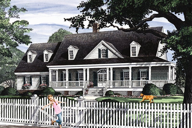 Architectural House Design - Exterior - Front Elevation for Country House Plan #137-366 - 4 bed, 3 bath