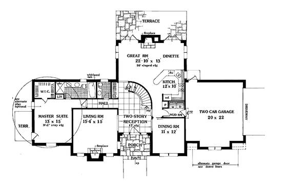 Floor Plan - Main Floor for Country House Plan #3-328 - 5 bed, 3.5 bath