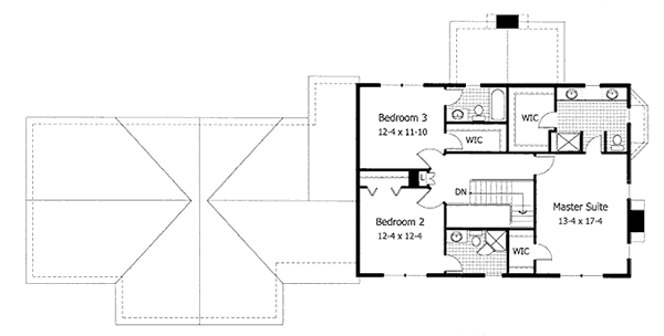 Colonial Floor Plan - Upper Floor Plan #51-134