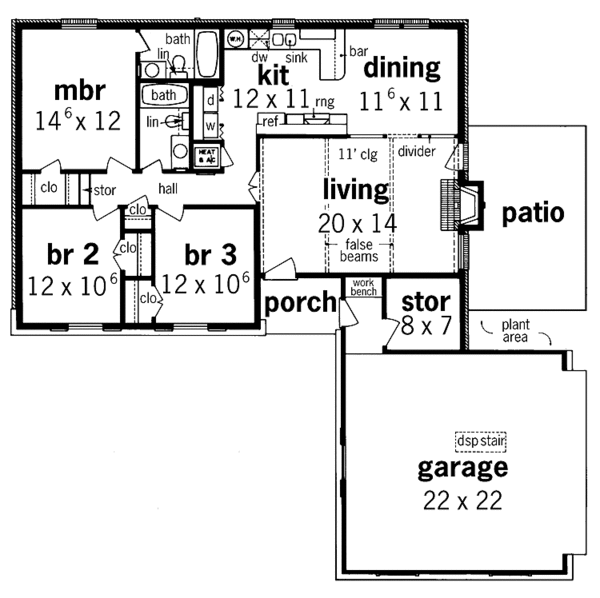 Home Plan - Traditional Floor Plan - Main Floor Plan #45-400