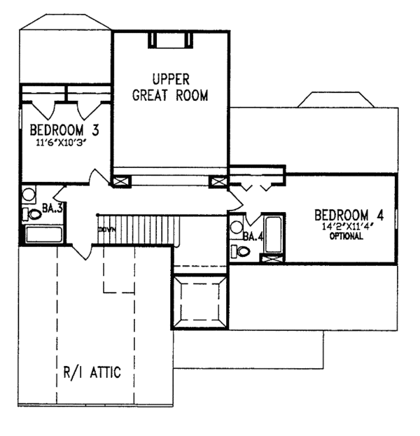 Architectural House Design - Country Floor Plan - Upper Floor Plan #405-265