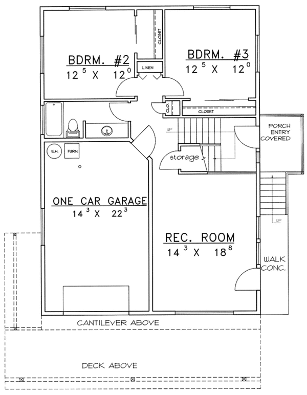 Architectural House Design - European Floor Plan - Lower Floor Plan #117-818