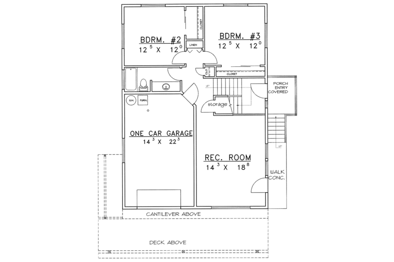 Architectural House Design - Floor Plan - Lower Floor for European House Plan #117-818 - 3 bed, 2.5 bath