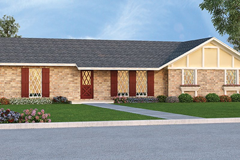 Home Plan - Exterior - Front Elevation 4 for Ranch House Plan #45-555 - 3 bed, 2 bath