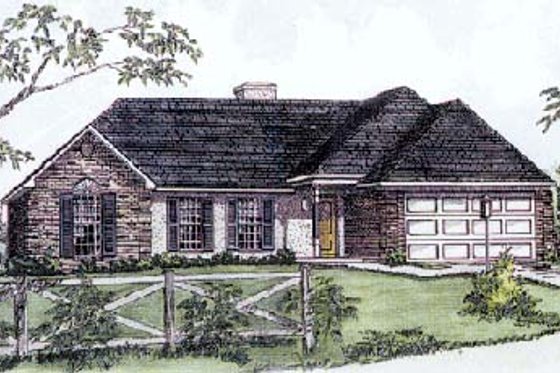 Exterior - Front Elevation for European House Plan #16-101 - 3 bed, 2 bath
