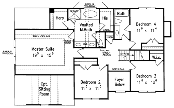 House Plan Design - Colonial Floor Plan - Upper Floor Plan #927-459