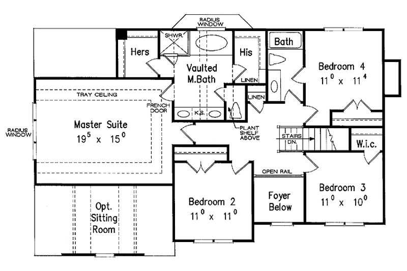 Home Plan - Floor Plan - Upper Floor for Colonial House Plan #927-459 - 4 bed, 2.5 bath