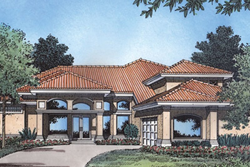 Home Plan - Exterior - Front Elevation 3 for Mediterranean House Plan #417-805 - 3 bed, 3 bath