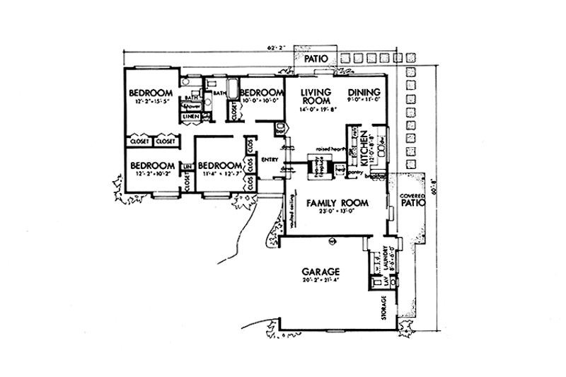 House Blueprint - Floor Plan - Main Floor for Contemporary House Plan #320-1398 - 4 bed, 2.5 bath