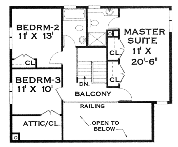 Architectural House Design - Traditional Floor Plan - Upper Floor Plan #3-280