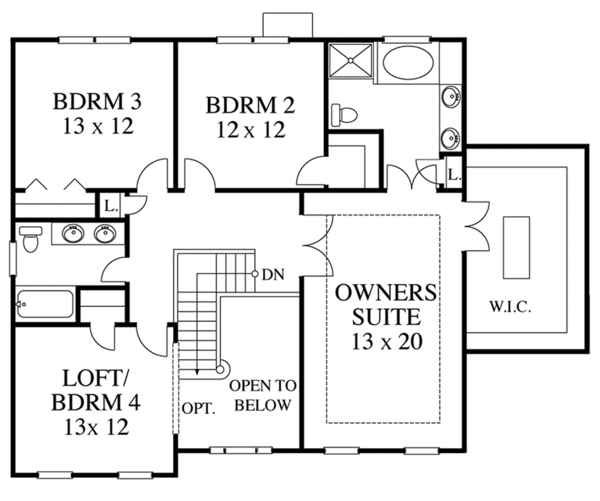 Home Plan - Colonial Floor Plan - Upper Floor Plan #1053-61