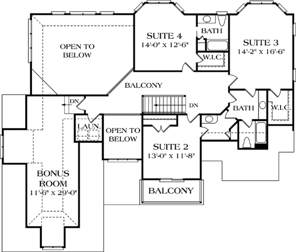 House Plan Design - Craftsman Floor Plan - Upper Floor Plan #453-560