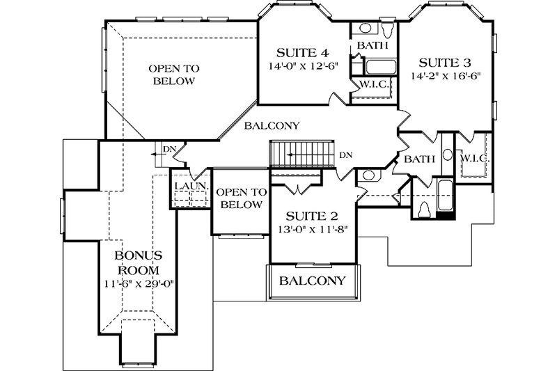 Home Plan - Floor Plan - Upper Floor for Craftsman House Plan #453-560 - 4 bed, 3.5 bath