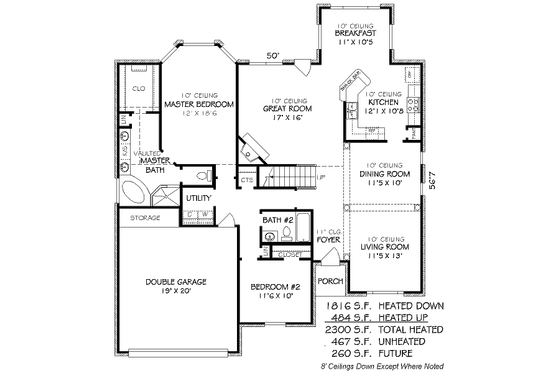 Floor Plan - Main Floor for Traditional House Plan #424-84 - 4 bed, 3 bath