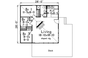 Floor Plan - Main Floor for Contemporary House Plan #57-489 - 3 bed, 1 bath