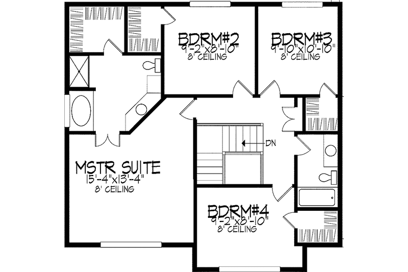 Home Plan - Floor Plan - Upper Floor for Tudor House Plan #51-872 - 4 bed, 2.5 bath