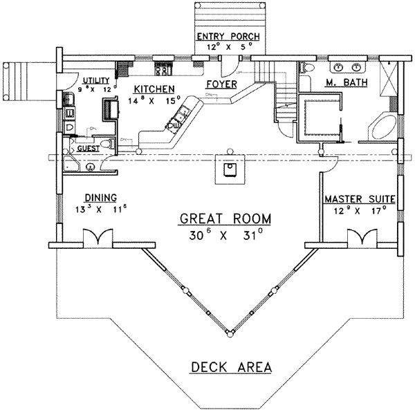 Home Plan - Log Floor Plan - Main Floor Plan #117-411