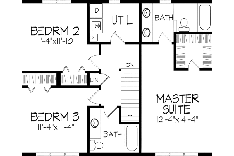 Home Plan - Floor Plan - Upper Floor for Contemporary House Plan #51-815 - 3 bed, 2.5 bath