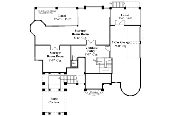 Floor Plan - Lower Floor for Mediterranean House Plan #930-134 - 3 bed, 4.5 bath