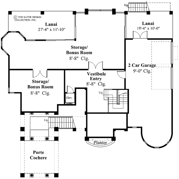 Architectural House Design - Mediterranean Floor Plan - Lower Floor Plan #930-134