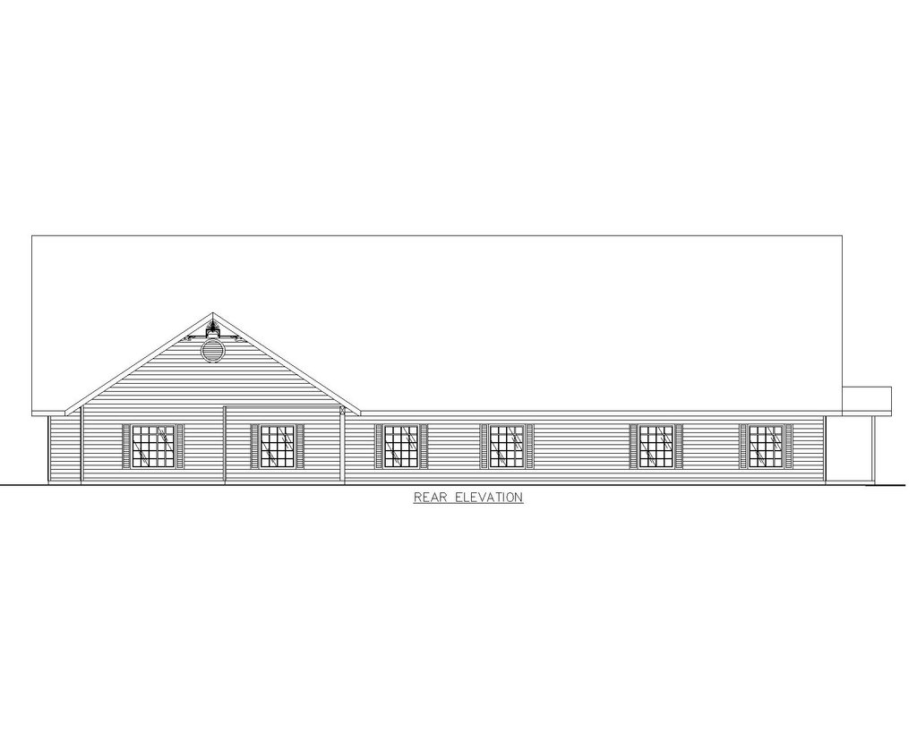 Exterior - Rear Elevation for Ranch House Plan #117-261 - 15 bed, 12 bath