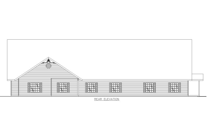 Home Plan - Exterior - Rear Elevation for Ranch House Plan #117-261 - 15 bed, 12 bath