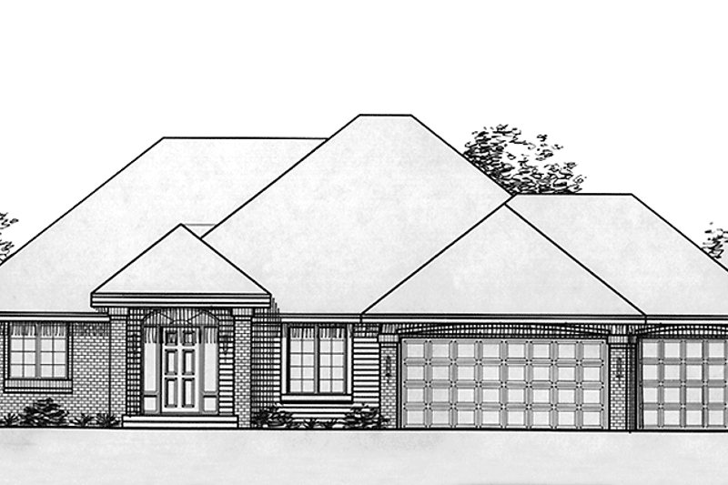 Architectural House Design - Prairie Exterior - Front Elevation Plan #320-1454
