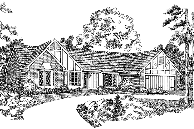 Home Plan - Tudor Exterior - Front Elevation Plan #72-732