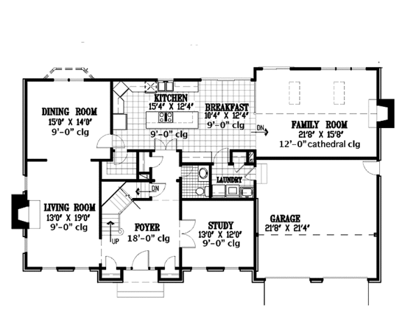 Home Plan - Classical Floor Plan - Main Floor Plan #953-37
