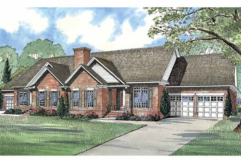 Home Plan - Exterior - Front Elevation 3 for Ranch House Plan #17-2967 - 6 bed, 4 bath
