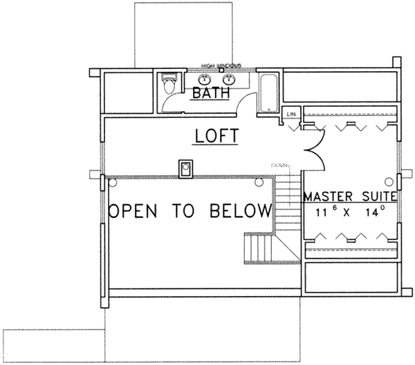 Home Plan - Log Floor Plan - Upper Floor Plan #117-485