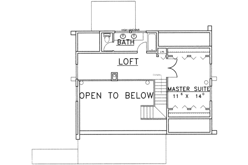 Dream House Plan - Floor Plan - Upper Floor for Log House Plan #117-485 - 3 bed, 3 bath
