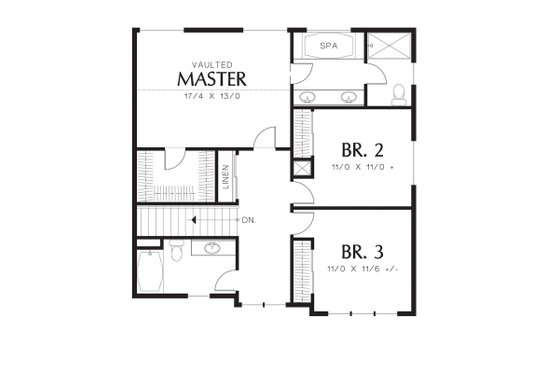 Floor Plan - Upper Floor for Craftsman House Plan #48-528 - 3 bed, 2.5 bath